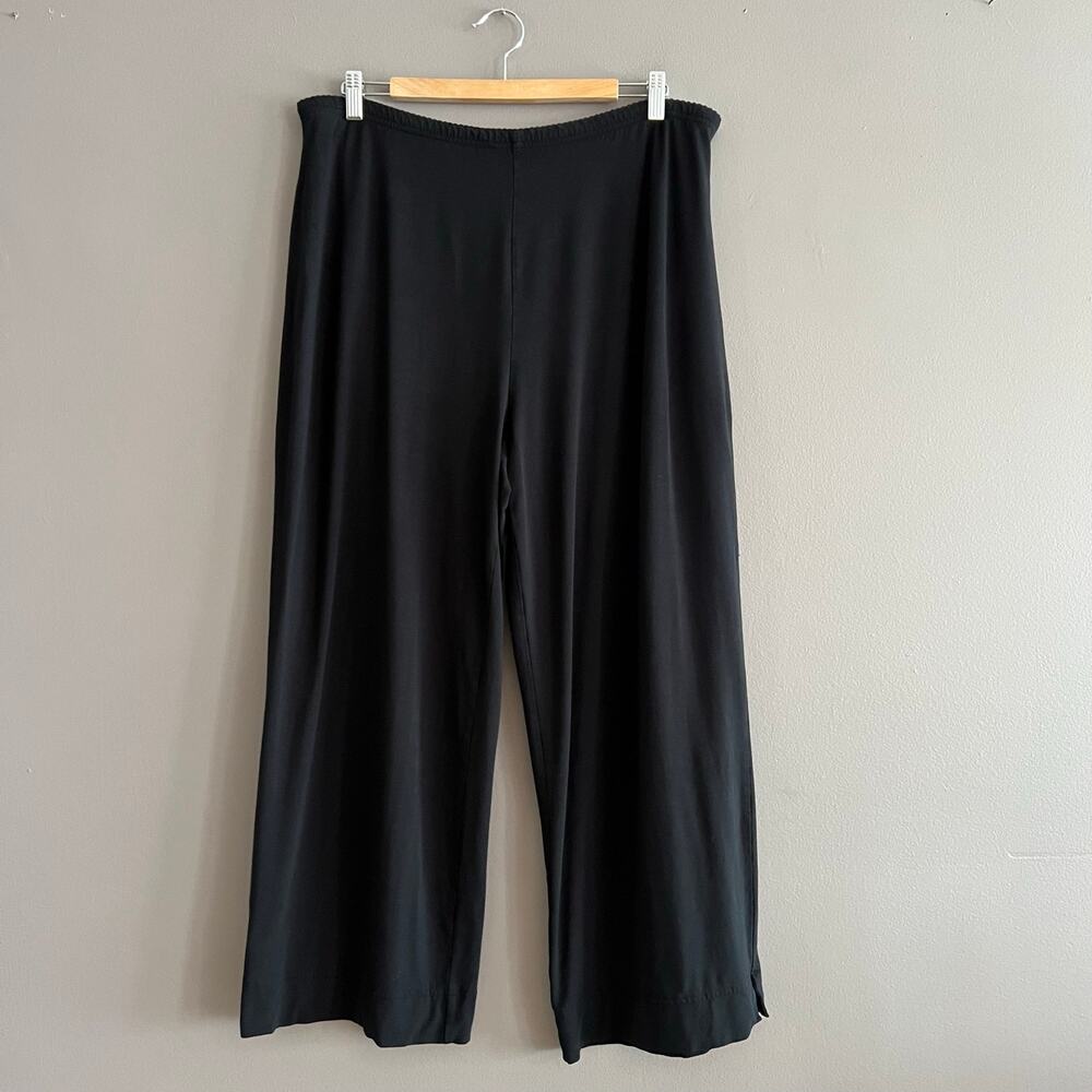 J. Jill Stretch Wide Leg Cropped Pants Black XL Pull On Casual Lounge